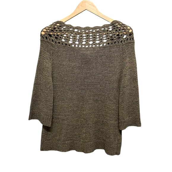 Green Crochet Knit Covered Chunky Button Cardigan Size M - Picture 3 of 3